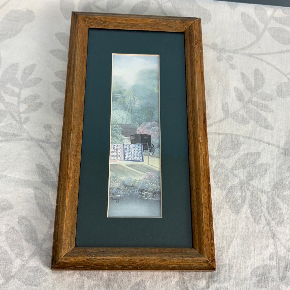 Farmhouse Americana Cottagecore Amish Country Buggy Quilt Framed Wall Art